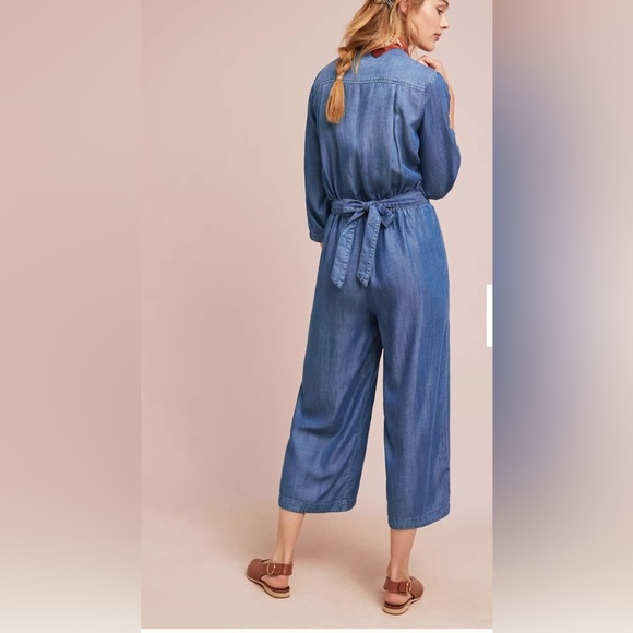 Cloth & Stone by Anthropologie Denim Blue Chambray Jumpsuit with Wide-Leg Design - Picture 9 of 16